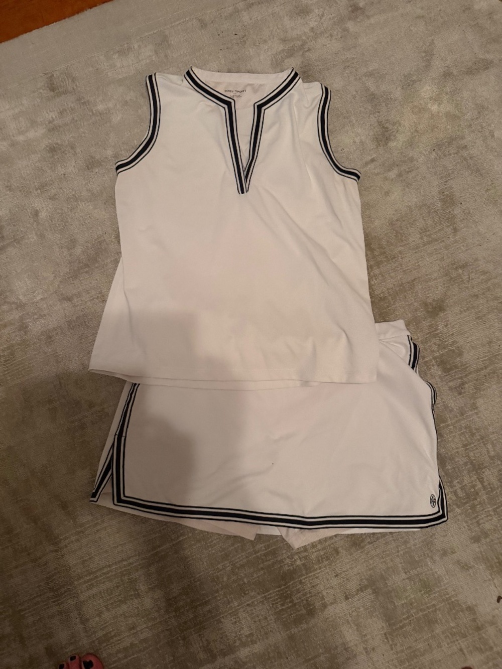 Tory Burch White Athletic Shorts with Black Trim